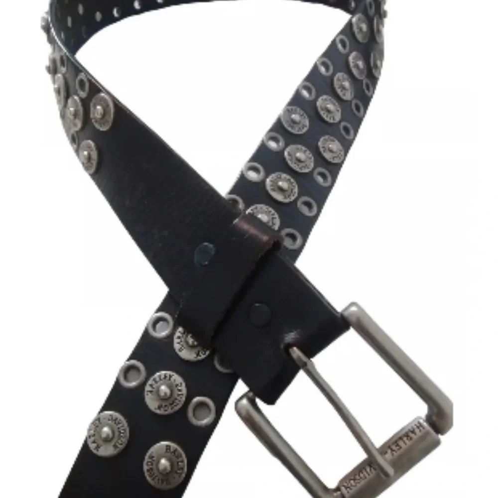 Vintage Harley Davidson Studded Black Leather Belt Size 36 Goth Grunge